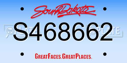 S468662 South Dakota License Plate