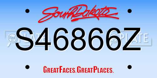 S46866Z South Dakota License Plate