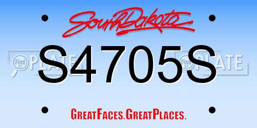 S4705S South Dakota License Plate