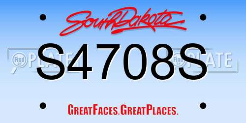 S4708S South Dakota License Plate