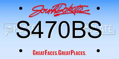 S470BS South Dakota License Plate