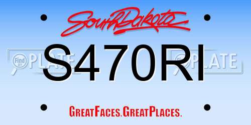 S470RI South Dakota License Plate