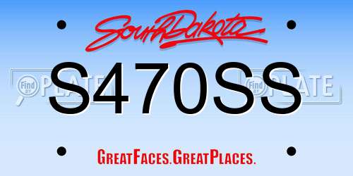 S470SS South Dakota License Plate