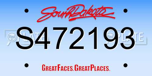 S472193 South Dakota License Plate