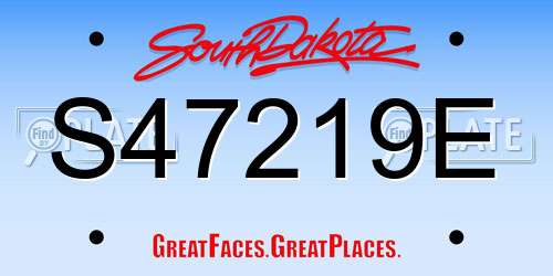 S47219E South Dakota License Plate