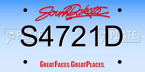 S4721D South Dakota License Plate