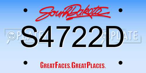 S4722D South Dakota License Plate