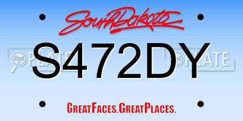 S472DY South Dakota License Plate