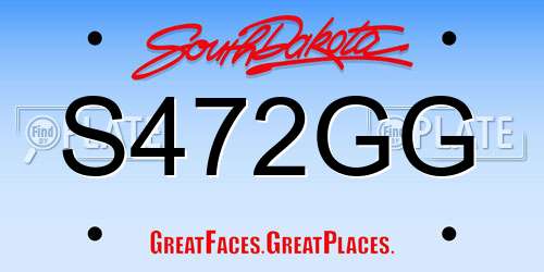 S472GG South Dakota License Plate