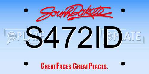S472ID South Dakota License Plate