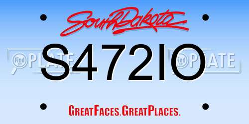 S472IO South Dakota License Plate