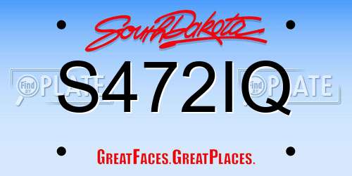 S472IQ South Dakota License Plate