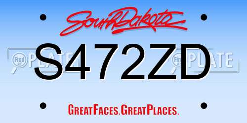 S472ZD South Dakota License Plate
