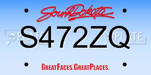 S472ZQ South Dakota License Plate