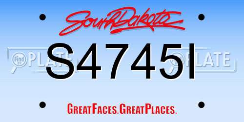 S4745I South Dakota License Plate