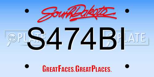 S474BI South Dakota License Plate