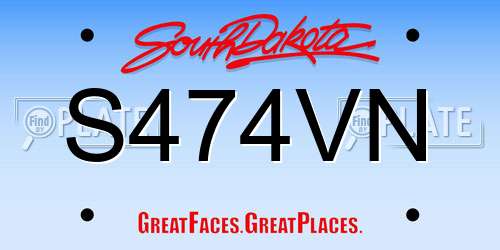 S474VN South Dakota License Plate