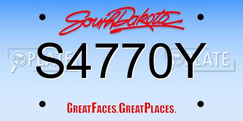 S4770Y South Dakota License Plate