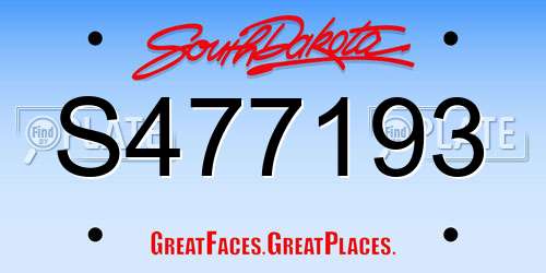 S477193 South Dakota License Plate