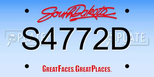 S4772D South Dakota License Plate