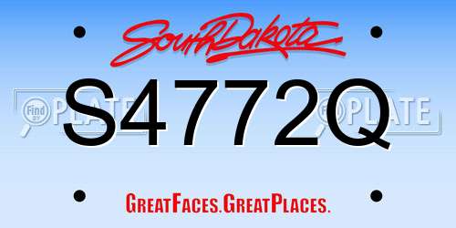 S4772Q South Dakota License Plate