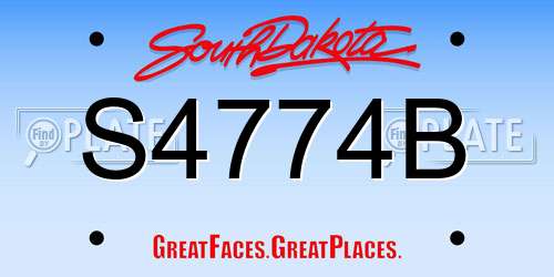 S4774B South Dakota License Plate