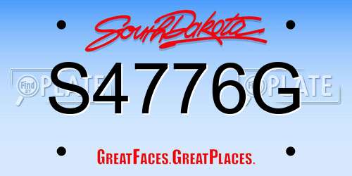S4776G South Dakota License Plate