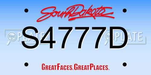 S4777D South Dakota License Plate