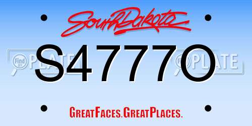 S4777O South Dakota License Plate