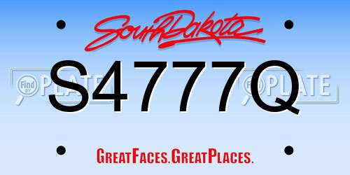 S4777Q South Dakota License Plate