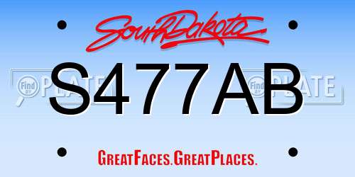 S477AB South Dakota License Plate
