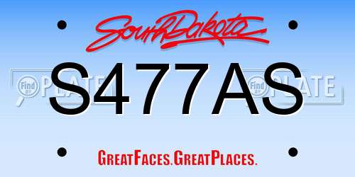 S477AS South Dakota License Plate
