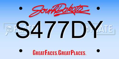 S477DY South Dakota License Plate