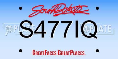 S477IQ South Dakota License Plate