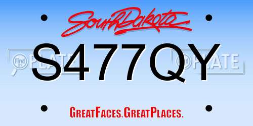 S477QY South Dakota License Plate