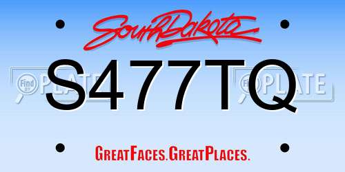 S477TQ South Dakota License Plate