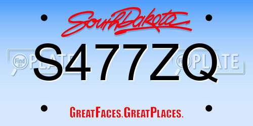 S477ZQ South Dakota License Plate