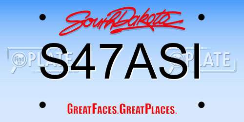 S47ASI South Dakota License Plate