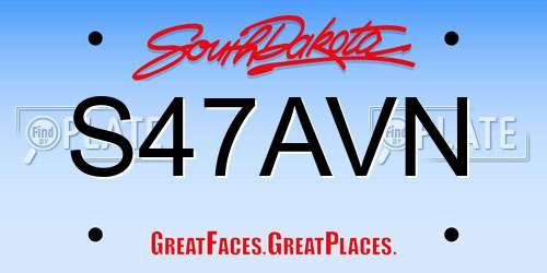 S47AVN South Dakota License Plate