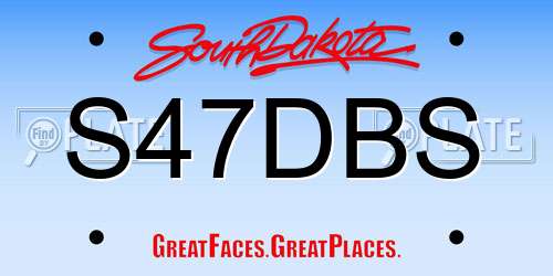 S47DBS South Dakota License Plate