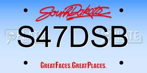 S47DSB South Dakota License Plate