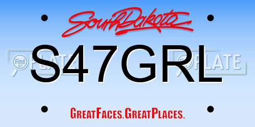 S47GRL South Dakota License Plate