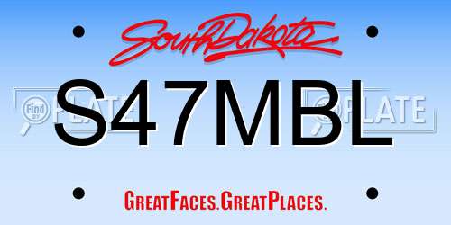 S47MBL South Dakota License Plate