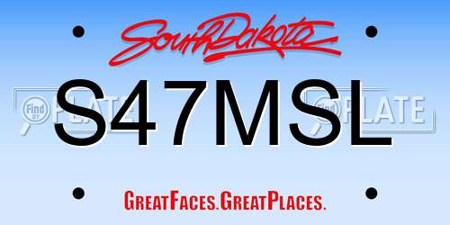 S47MSL South Dakota License Plate