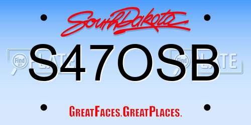 S47OSB South Dakota License Plate