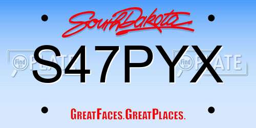 S47PYX South Dakota License Plate