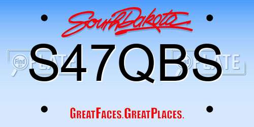 S47QBS South Dakota License Plate