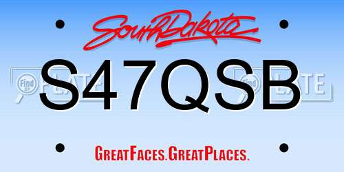 S47QSB South Dakota License Plate