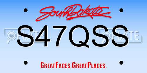 S47QSS South Dakota License Plate