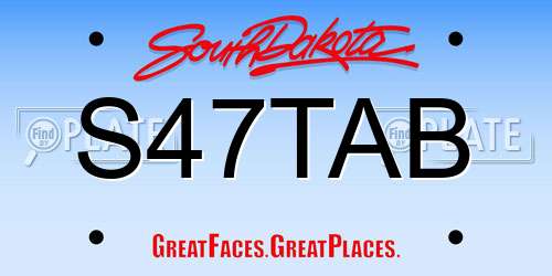 S47TAB South Dakota License Plate